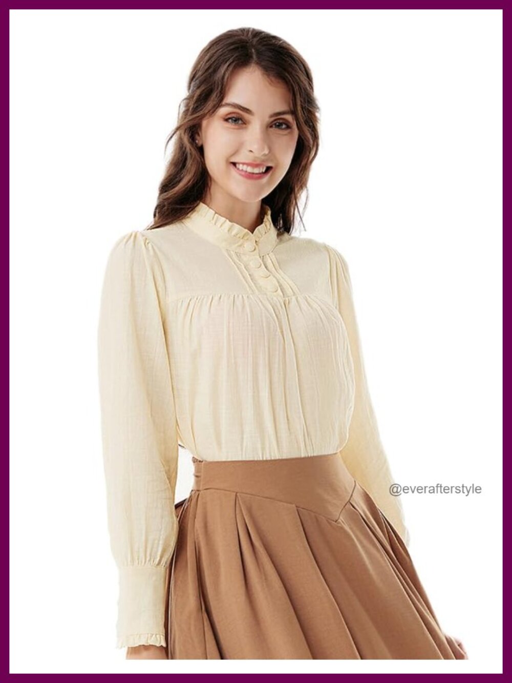 Gothic Victorian Blouse Cotton Long Sleeve Renaissance Peasant Top
